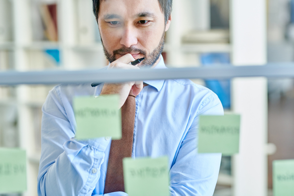 Man with sticky notes