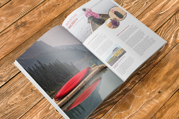 full magazine layout image, canoe is visible